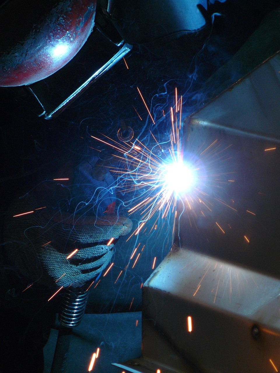 welding, blue, work